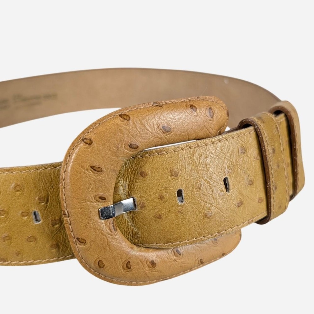 Liz Claiborne Tan Ostrich Embossed Leather Belt Large - Picture 2 of 7